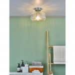 Riva - Bathroom Chrome Semi Flush with Clear Ribbed Glass Riva - Bathroom Chrome Semi Flush with Clear Ribbed Glass