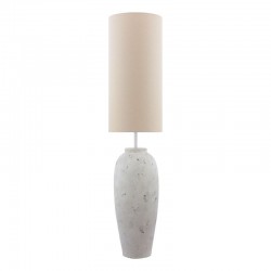 Roetta - Natural Stone Floor Lamp with Natural Linen Shade