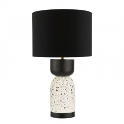 Roja - White Terrazzo & Black Wood Table Lamp with Black Shade Roja - White Terrazzo & Black Wood Table Lamp with Black Shade