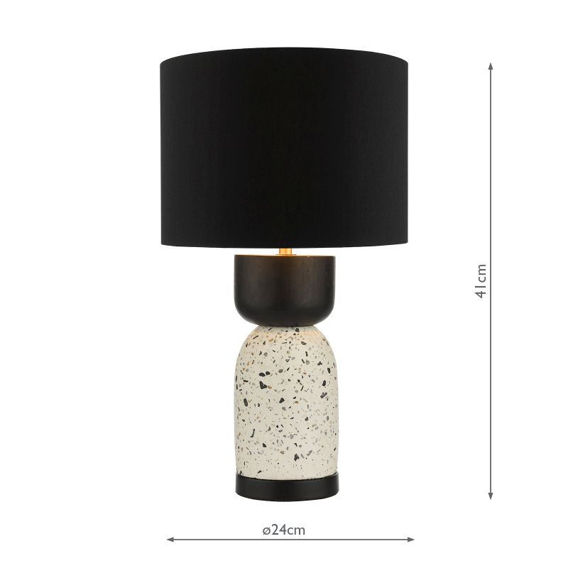 Dar-ROJ4255 - Roja - White Terrazzo & Black Wood Table Lamp with Black Shade