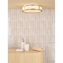 Royce - Matt Antique Brass Flush with Opal Glass IP44