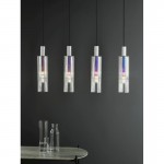 Ruben - Satin Silver 4 Light over Island Fitting with Ribbed Multicolour Glasses