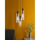 Dar-RUB8822 - Ruben - Black 3 Light Cluster Pendant with Ribbed Clear Glasses