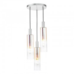 Ruben - Satin Silver 3 Light Cluster Pendant with Ribbed Multicolour Glasses Ruben - Satin Silver 3 Light Cluster Pendant with Ribbed Multicolour Glasses