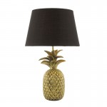 Safa - Gold Pineapple Table Lamp with Black Shade Safa - Gold Pineapple Table Lamp with Black Shade