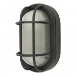 Salcombe - Outdoor Matt Black Bulkhead with Clear Ribbed Glass Salcombe - Outdoor Matt Black Bulkhead with Clear Ribbed Glass