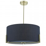  Santino - Brushed Gold 3 Light Pendant with Navy Shade