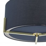  Santino - Brushed Gold 3 Light Pendant with Navy Shade