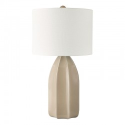Saundra - Taupe Porcelain Table Lamp with White Linen Shade