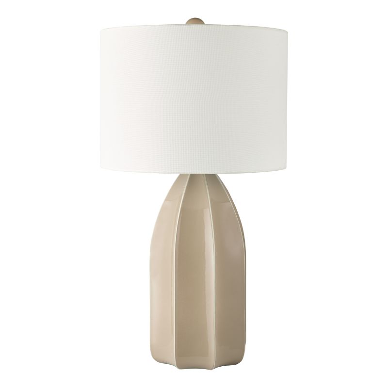 Dar-SAU4229 - Saundra - Taupe Porcelain Table Lamp with White Linen Shade