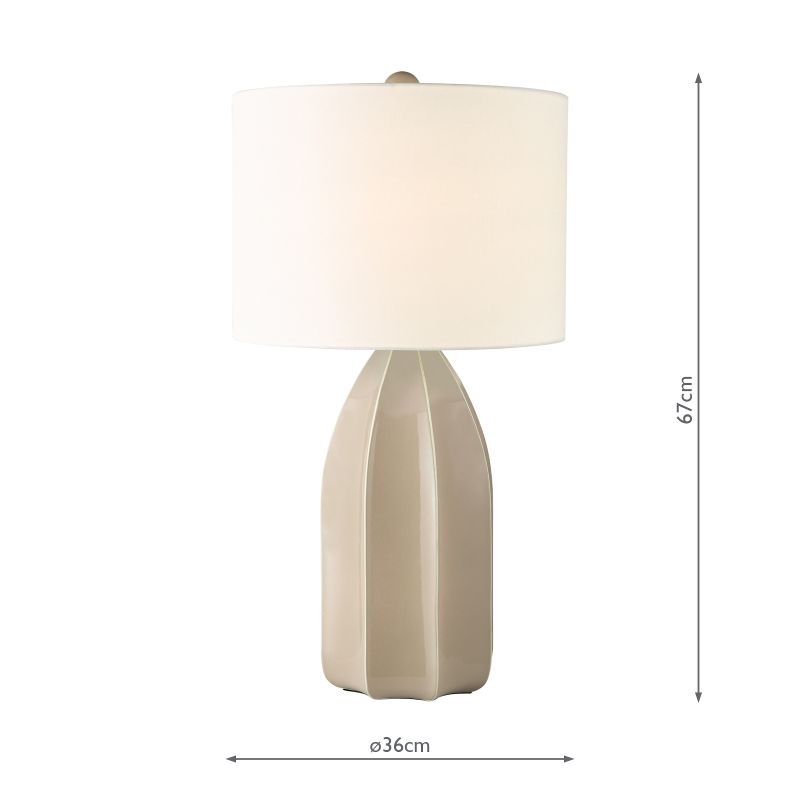 Dar-SAU4229 - Saundra - Taupe Porcelain Table Lamp with White Linen Shade