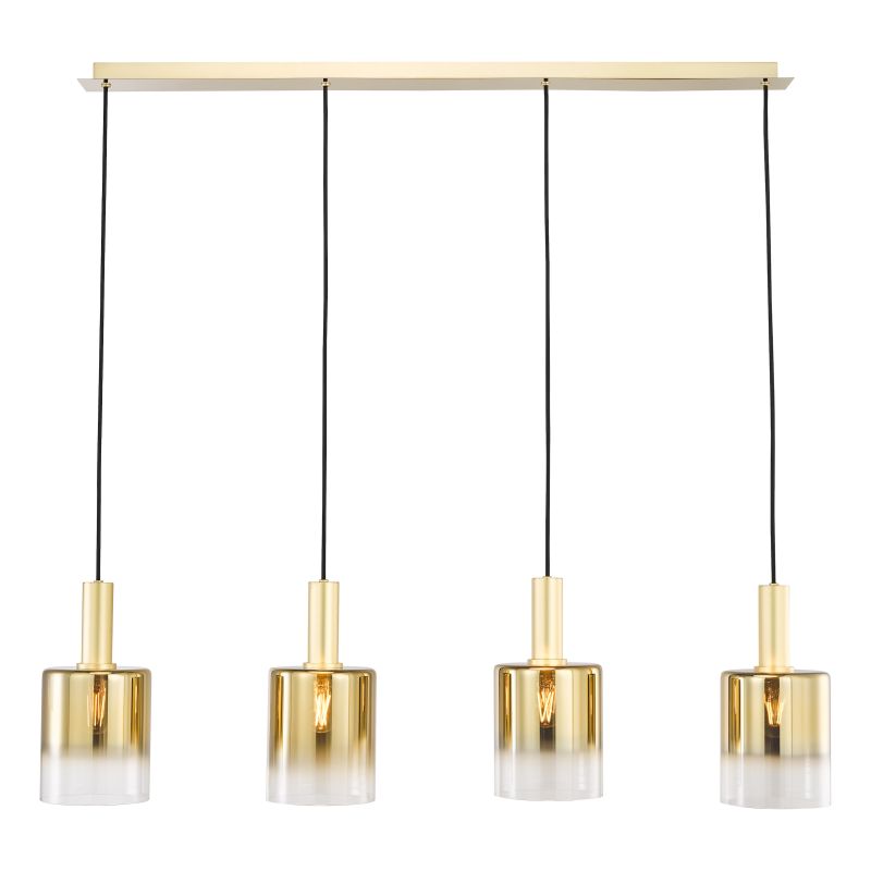 Dar-SAV0435 - Savannah - Satin Gold 4 Light over Island Fitting with Gold Ombre Glass