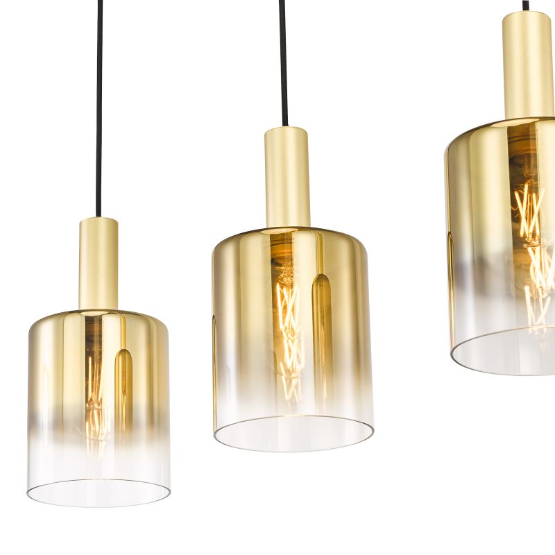 Dar-SAV0435 - Savannah - Satin Gold 4 Light over Island Fitting with Gold Ombre Glass