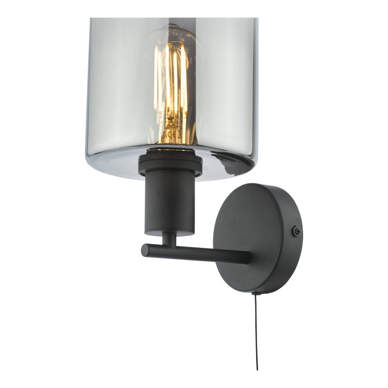 Dar-SAV0722 - Savannah - Black Wall Lamp with Smoked Mirrored Ombre Glass