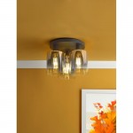 Savannah - Black 3 Light Flush with Smoked Mirrored Ombre Glasses Savannah - Black 3 Light Flush with Smoked Mirrored Ombre Glasses