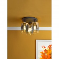 Savannah - Black 3 Light Flush with Smoked Mirrored Ombre Glasses Savannah - Black 3 Light Flush with Smoked Mirrored Ombre Glasses