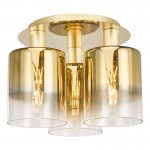 Savannah - Satin Gold 3 Light Semi Flush with Gold Ombre Glass