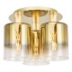 Dar-SAV5335 - Savannah - Satin Gold 3 Light Semi Flush with Gold Ombre Glass