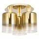 Dar-SAV5335 - Savannah - Satin Gold 3 Light Semi Flush with Gold Ombre Glass