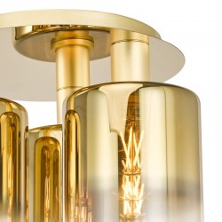 Savannah - Satin Gold 3 Light Semi Flush with Gold Ombre Glass