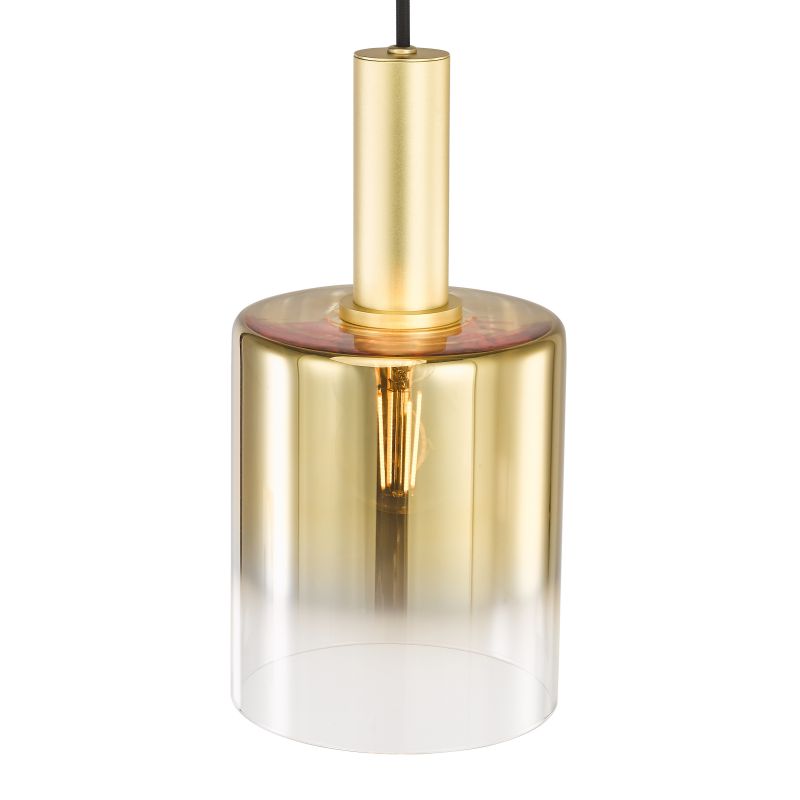 Dar-SAV8635 - Savannah - Satin Gold Pendant with Gold Ombre Glass
