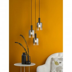 Savannah - Black 3 Light Cluster Pendant with Smoked Mirrored Ombre Glass Savannah - Black 3 Light Cluster Pendant with Smoked Mirrored Ombre Glass