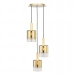 Savannah - Satin Gold 3 Light Cluster Pendant with Gold Ombre Glass