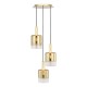 Dar-SAV8835 - Savannah - Satin Gold 3 Light Cluster Pendant with Gold Ombre Glass