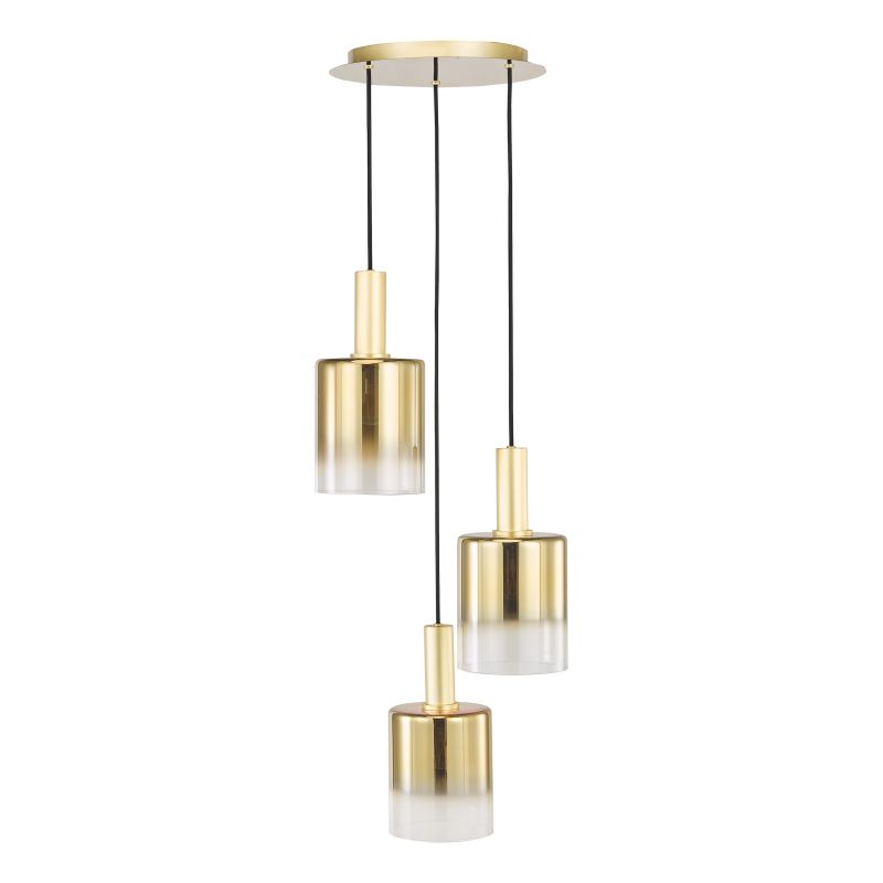 Dar-SAV8835 - Savannah - Satin Gold 3 Light Cluster Pendant with Gold Ombre Glass
