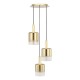 Dar-SAV8835 - Savannah - Satin Gold 3 Light Cluster Pendant with Gold Ombre Glass