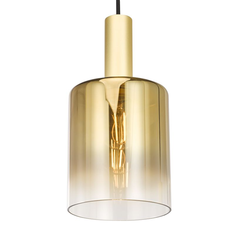 Dar-SAV8835 - Savannah - Satin Gold 3 Light Cluster Pendant with Gold Ombre Glass