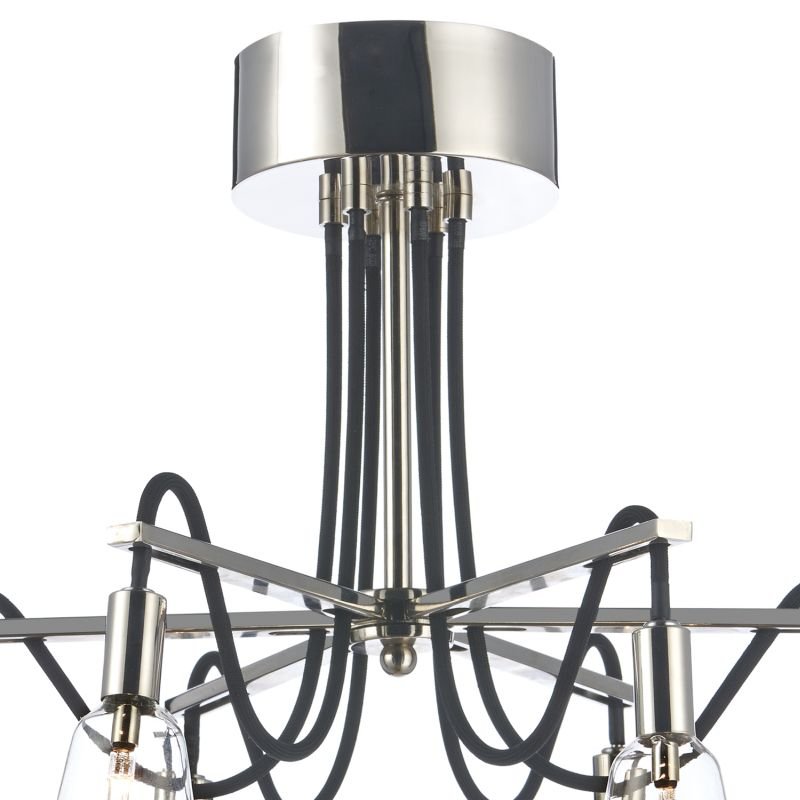 Ceiling Lights - Scroll - Transparent Glass with Polish Nickel 6 Light Centre Fitting Dar-SCR0638 - Scroll - Transparent Glass with Polish Nickel 6 Light Centre Fitting