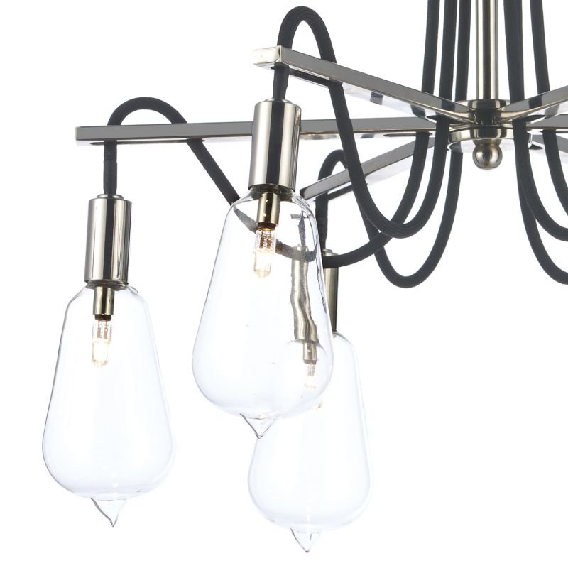 Ceiling Lights - Scroll - Transparent Glass with Polish Nickel 6 Light Centre Fitting Dar-SCR0638 - Scroll - Transparent Glass with Polish Nickel 6 Light Centre Fitting