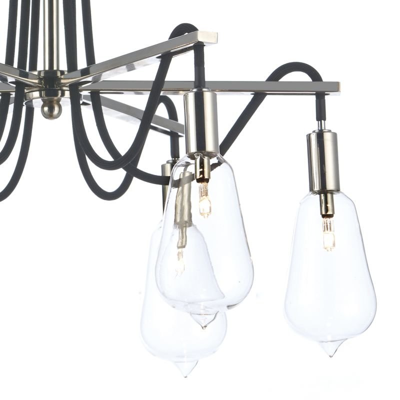 Ceiling Lights - Scroll - Transparent Glass with Polish Nickel 6 Light Centre Fitting Dar-SCR0638 - Scroll - Transparent Glass with Polish Nickel 6 Light Centre Fitting