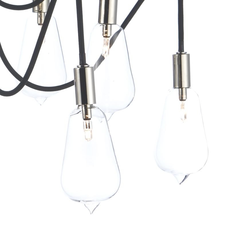 Ceiling Lights - Scroll - Transparent Glass with Polish Nickel 10 Light Centre Fitting Dar-SCR2338 - Scroll - Transparent Glass with Polish Nickel 10 Light Centre Fitting