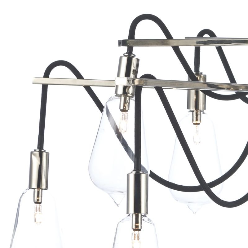 Ceiling Lights - Scroll - Transparent Glass with Polish Nickel 10 Light Centre Fitting Dar-SCR2338 - Scroll - Transparent Glass with Polish Nickel 10 Light Centre Fitting