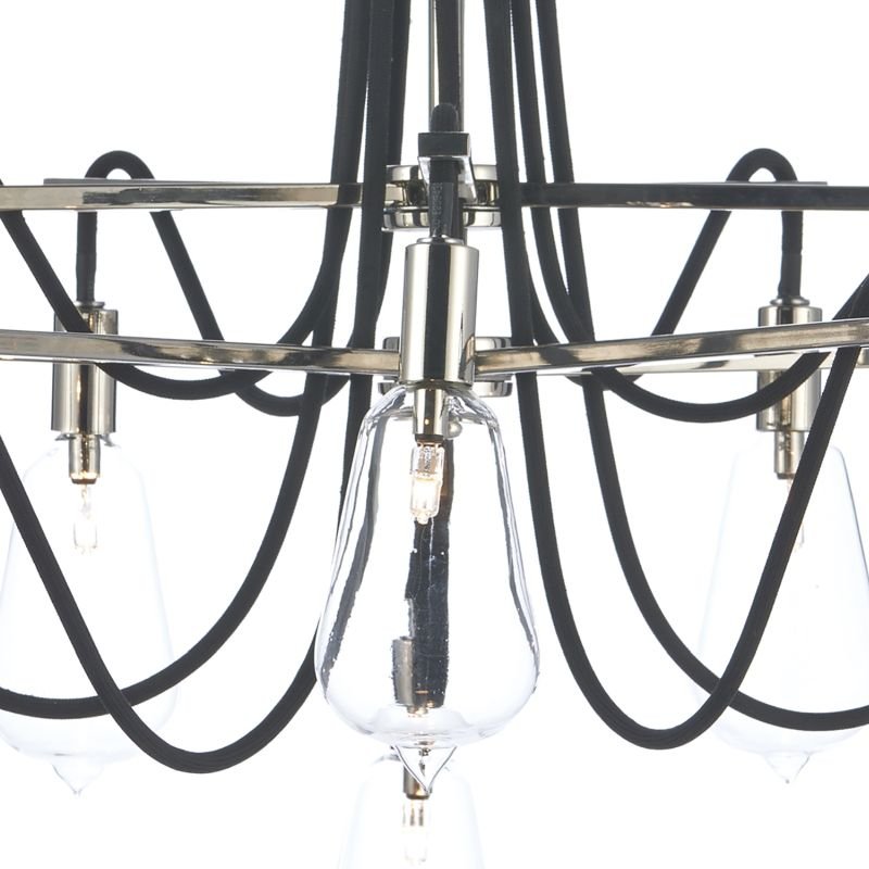 Ceiling Lights - Scroll - Transparent Glass with Polish Nickel 10 Light Centre Fitting Dar-SCR2338 - Scroll - Transparent Glass with Polish Nickel 10 Light Centre Fitting
