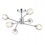 Seattle - Satin Chrome 6 Light Centre Fitting with Sculptured Glass Seattle - Satin Chrome 6 Light Centre Fitting with Sculptured Glass