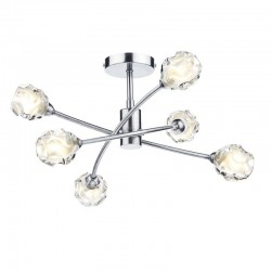 Seattle - Satin Chrome 6 Light Centre Fitting with Sculptured Glass Seattle - Satin Chrome 6 Light Centre Fitting with Sculptured Glass