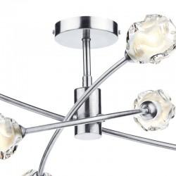 Seattle - Satin Chrome 6 Light Centre Fitting with Sculptured Glass Seattle - Satin Chrome 6 Light Centre Fitting with Sculptured Glass