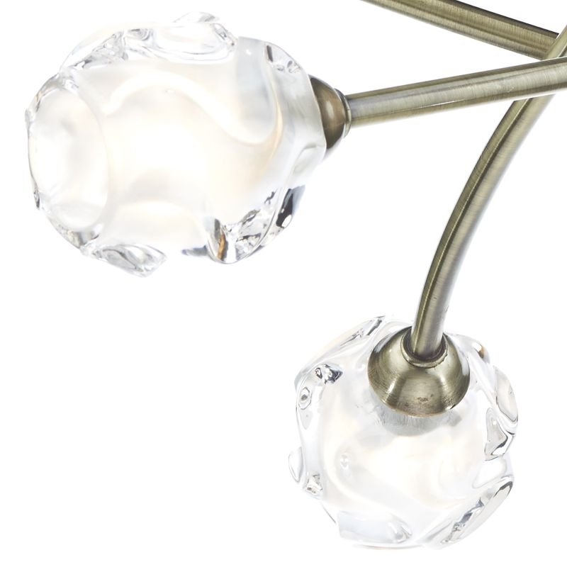 Ceiling Lights - Seattle - Sculptured Glass with Antique Brass 6 Light Centre Fitting Dar-SEA0675 - Seattle - Sculptured Glass with Antique Brass 6 Light Centre Fitting