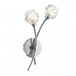 Seattle - Satin Chrome Twin Wall Lamp with Sculptured Glass Seattle - Satin Chrome Twin Wall Lamp with Sculptured Glass