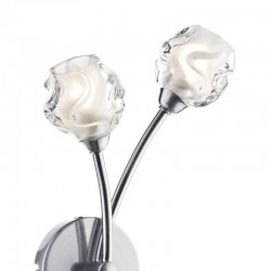 Seattle - Satin Chrome Twin Wall Lamp with Sculptured Glass Seattle - Satin Chrome Twin Wall Lamp with Sculptured Glass