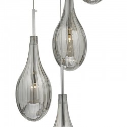 Seta - Chrome 6 Light Cluster Pendant with Ribbed Smoked Glass Seta - Chrome 6 Light Cluster Pendant with Ribbed Smoked Glass