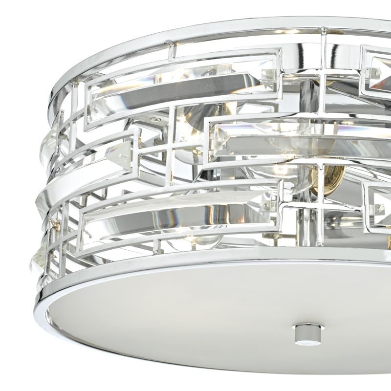 Dar-SEV5250 - Seville - Polished Chrome and Crystal 3 Light Ceiling Lamp