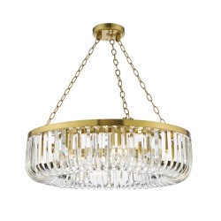 Sigourney - Satin Gold 8 Light Chandelier with Crystal