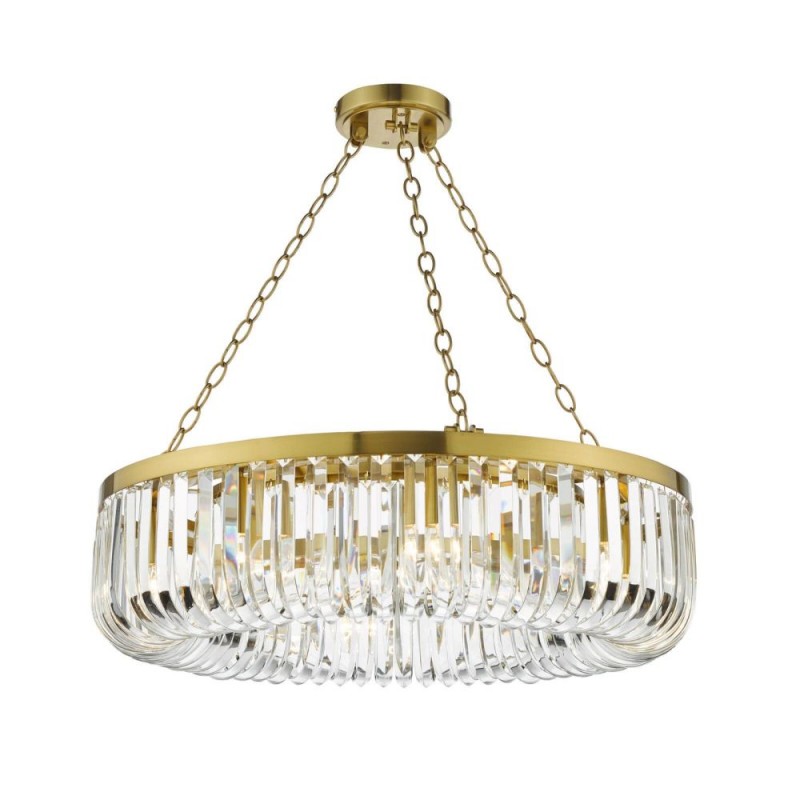 Dar-SIG0835 - Sigourney - Satin Gold 8 Light Chandelier with Crystal
