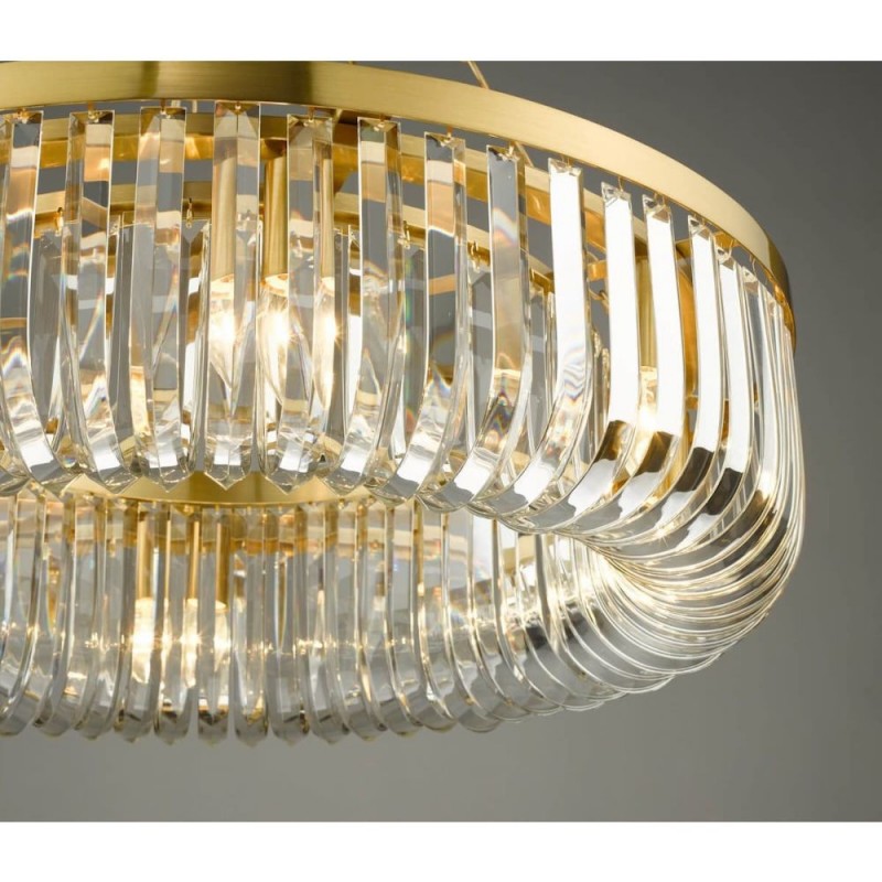 Dar-SIG0835 - Sigourney - Satin Gold 8 Light Chandelier with Crystal