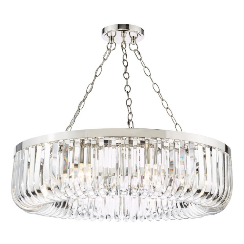 Dar-SIG0838 - Sigourney - Polished Nickel 8 Light Chandelier with Crystal