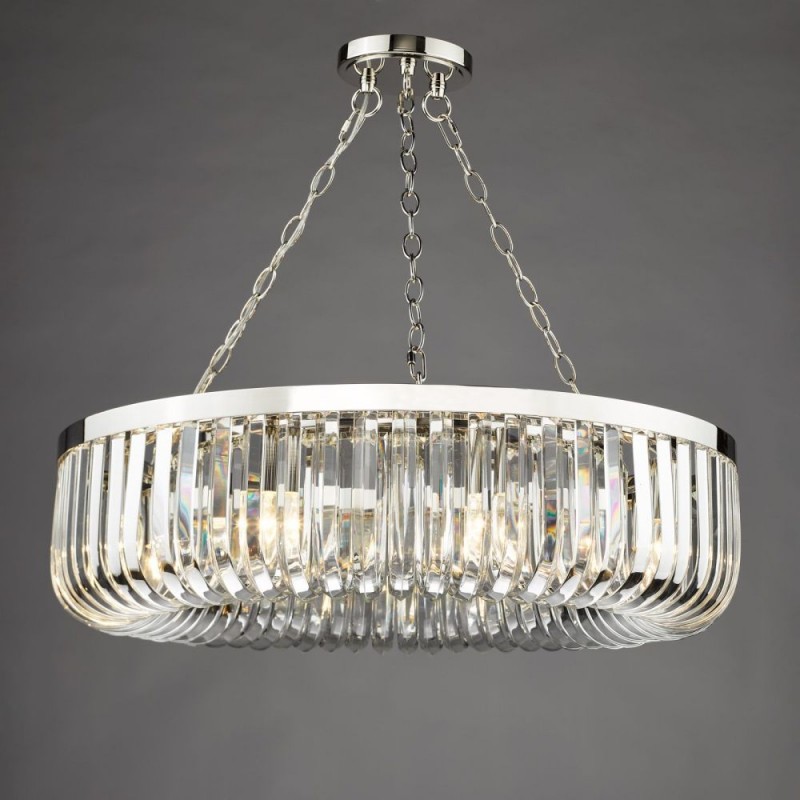 Dar-SIG0838 - Sigourney - Polished Nickel 8 Light Chandelier with Crystal